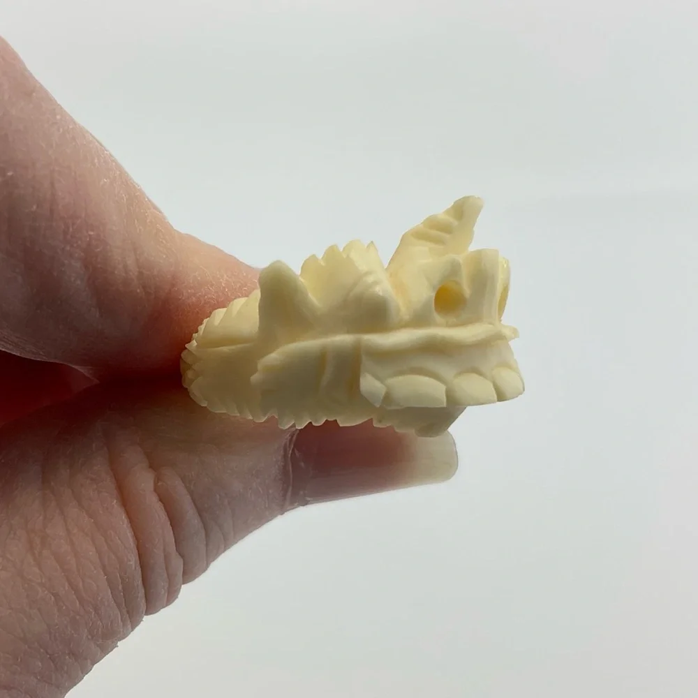 Vintage, Dragon Ring, Intricate Carving, Bovine Bone Ring, Cream White, Gothic